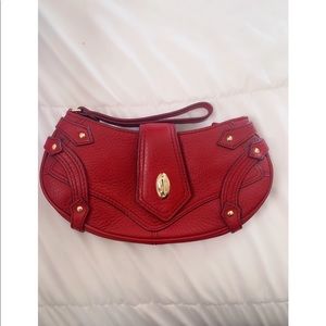 Cole Haan red leather wristlet clutch